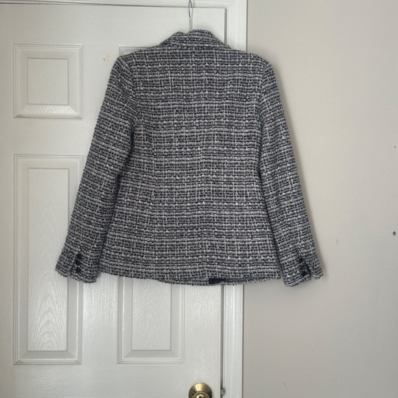 Women House of Harlow 1960 Double Breasted Navy Tweed Blazer Jacket Lined Small - Picture 4 of 7